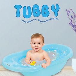 Baby Bath Tub with Drain Plug - Blue-13