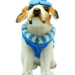 Tickles Dog Wearing a Beautiful Cap Stuffed Soft Plush Animal Toy (Size: 22 cm Color: White & Brown)-19
