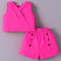 Mark & Mia Sleeveless Solid Color Top & Shorts Set - Fuchsia-picture-0