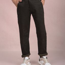 CRIMSOUNE CLUB Cotton Checked Trousers - Olive Green-image-62