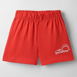 Kookie Kids Single Jersey Knit Mid Thigh Shorts With Hello Sunshine Print - Red-image-37