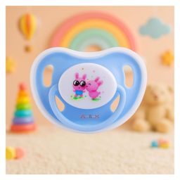 AEREX Baby Pacifiers Ultra Soft Silicone Orthodontic Nipple for New Born Baby Air Flow Shield Sleeping with Cute Prints Teether for Oral Stimulation Soother (Blue)-9