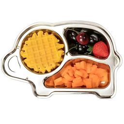 Happy Hues Stainless Steel Divided Meal Plate Tray-3 Compartments Dinner Dish for Baby (Elephant2)-20