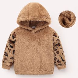 Mark & Mia Full Sleeves Fur Hooded Sweatshirt With Leopard Print - Brown-picture-29
