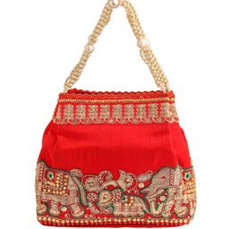 Yellow Chimes Printed Potli Clutch image 4