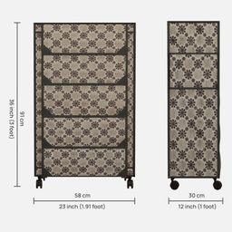 Fabura 5 Layers Shoe Rack With Wheels In Floral Print Color image 3