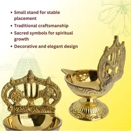 POSHIFY Brass Shanku Chakra Diya With stand image 3