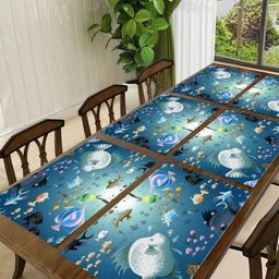 Aura 6Pcs White & Blue Printed Table Placemats-37