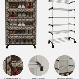 Fabura 5 Layers Shoe Rack With Wheels In Floral Print Color image 4