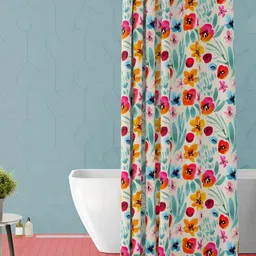 ArtzFolio White & Blue Printed Waterproof Shower Curtain-image-83