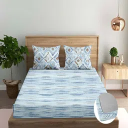 Trance Home Linen Taupe & Brown Printed 180 TC Queen Bedsheet Sets - 1.83 m x 1.52 m-image-97