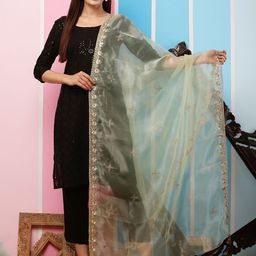 Bunkraft Embroidered Organza Dupatta-18