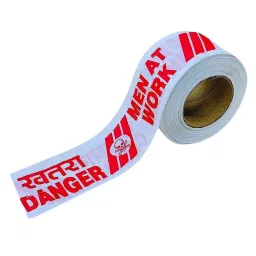 SINGHAL Polyethylene Caution Tape 200 m Roll Red and White image 1