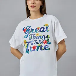 98 Degree North Typography Printed Round Neck Drop-Shoulder Sleeves Cotton T-shirt-image-94
