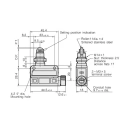 Azbil Compact Horizonal Limit Switch 11.8 N Roller Plunger-Without Cable, SL1-AV image 2