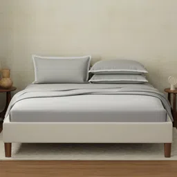 Boutique Living India Grey Pure Cotton 400 TC King Bedsheet Set - 2.74 m x 2.74 m-picture-20