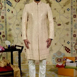 Agrajain Sequin Embroidered Sherwani with Pyjamas-image-22