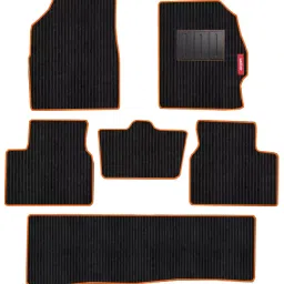 Elegant Cord Black & Orange Carpet Car Mat Compatible With Mahindra Marazzo-image-98