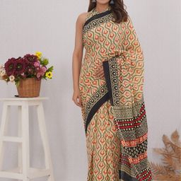 Vanedik Floral Pure Cotton Block Print Saree-picture-17