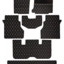 Elegant Luxury Leatherette Black & White Carpet Car Mat Compatible With Tata Safari 2021 6 Seater Auto-image-76