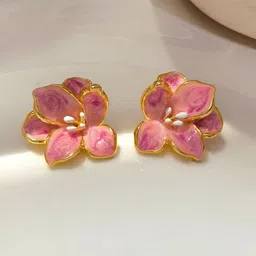 VAGHBHATT Gold Plated Enamelled Floral Studs-image-99