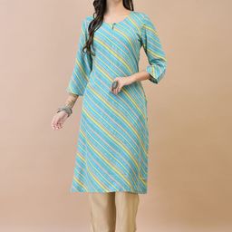 Shree Women Striped Keyhole Neck Cold-Shoulder Sleeves Gotta Patti Kurta-image-49