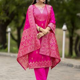 Twika Women Ethnic Motifs Regular Kurta & Trousers With Dupatta-picture-31