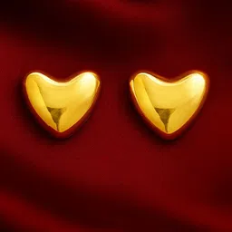 ISHTAARA Women Gold Stainless steel Gold-Pleated Heart Shaped Studs Earrings-picture-2