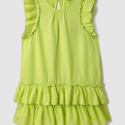 Nauti Nati Girls Woven Lime Green Tiered Dress-picture-12