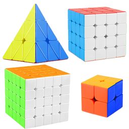New Pinch Combo Set of 2X2 4X4  5X5  Pyraminx High Speed Stickerless Magic Cube Puzzle - Multicolour-22
