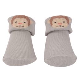 Yellow Bee Monkey Face Print Design Ant Skid Unisex Socks - Light Blue-image-83