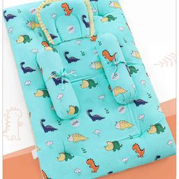Babyhug 100% Premium Cotton Baby Bedding Set Dino Print- Sea Green-picture-25