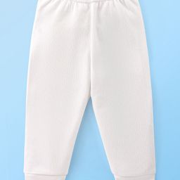 Babyhug Cotton Full Length Thermal Leggings Solid- Off White-image-4