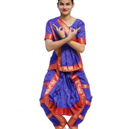 Itsmycostume Satin Half Sleeves Bharatnatyam Theme Costume Set - Blue-image-48