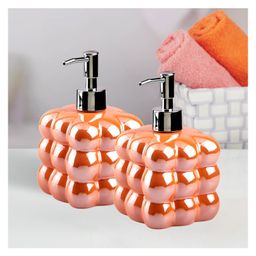 Kookee Ceramic Soap Dispenser liquid handwash pump for Bathroom, Set of 2, Orange (10982)-400 ml-51