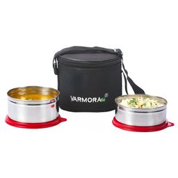 Varmora Homeware SS ExecutiveSet of 2 Stainless Steel Lunch Box For Office Insulated Carry Bag Included - Respberry Pink-21