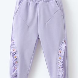 Mark & Mia Full Length Cotton Trouser With Frill Detailing - Purple-image-54
