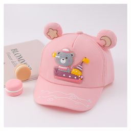 Babyhug Free Size Baseball Cap With Ear Applique & Bear Patch- Pink-21