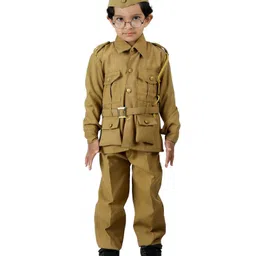 BookMyCostume Cotton Subhash Chandra Bose Costume Set - Khaki-picture-39