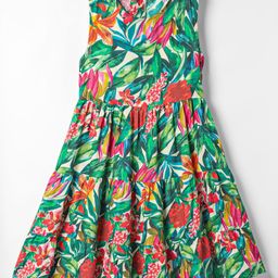 Kookie Kids Cotton Woven Sleeveless Frock With Floral Print - Green-image-60