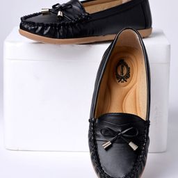 Shoetopia Bow Applique Detailed Loafers - Black-image-57