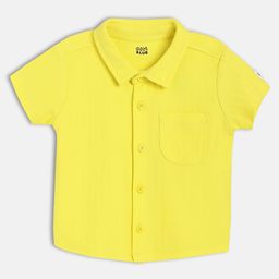 MINI KLUB Cotton Knit Half Sleeves Textured Shirt - Yellow-image-44