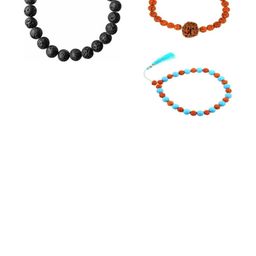 Divine souvenirs Unisex Set Of 3 Artificial Beaded Elasticated Bracelets-97