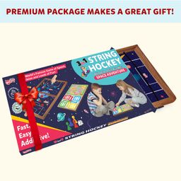 Little Berry 3-in-1 Wooden String Hockey Board Game for Adults & Kids With Ludo & Snakes Ladders: Space Adventure Theme - Fastest Finger First Game (Multicolour) image 3