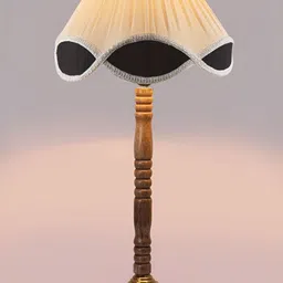 Devansh Off White & Beige Textured Frustum Shaped Wooden Table Lamp-25
