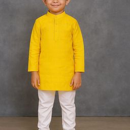 Qtsy Boys Solid Cotton Kurta with Trousers-53