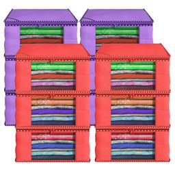 Kuber Industries Purple & Red 12 Pieces Rectangular Drawer Organisers image 2