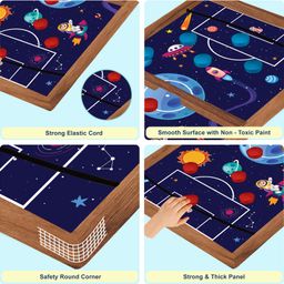 Little Berry 3-in-1 Wooden String Hockey Board Game for Adults & Kids With Ludo & Snakes Ladders: Space Adventure Theme - Fastest Finger First Game (Multicolour) image 5