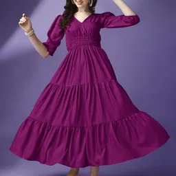Raiyani Enterprise Tiered V-Neck Fit & Flare Maxi Dress-picture-39
