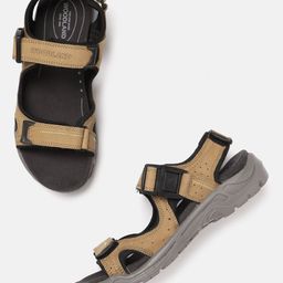 Woodland Men Camel Brown Solid Leather Comfort Sandals-image-94